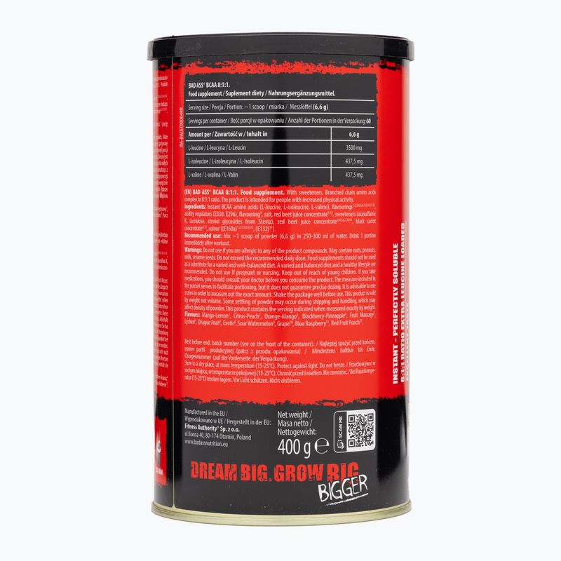 Aminokyseliny Fitness Authority Bad Ass Bcaa 8 400 g mango/citron 2