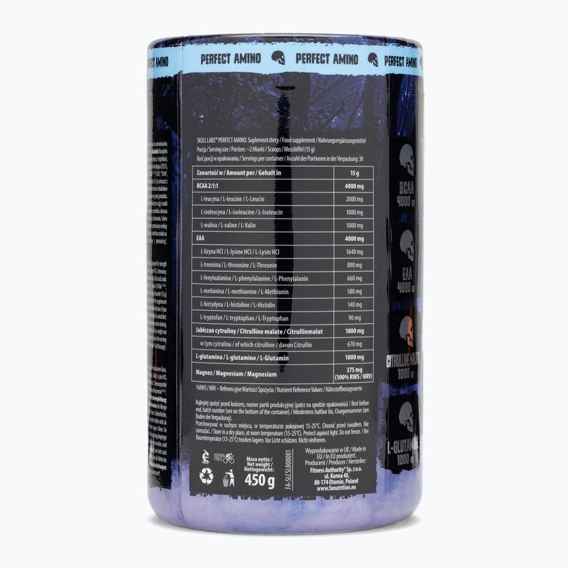 Aminokyseliny Fitness Authority Skull Labs Perfect Amino 450 g blackberry/pineapple 2