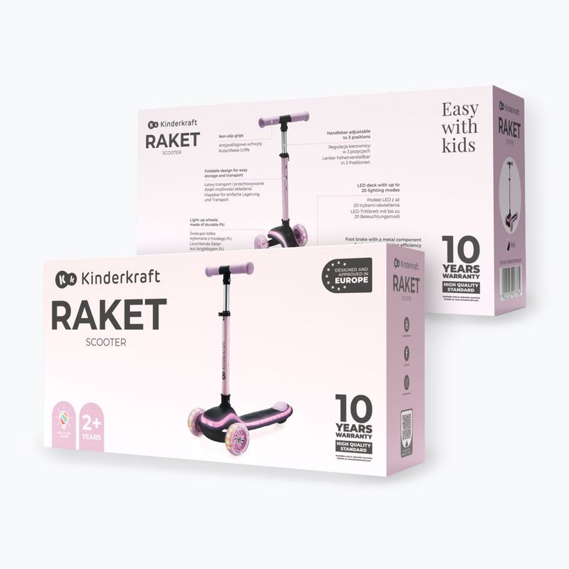 Dětská tříkolová koloběžka Kinderkraft Raket pink 8