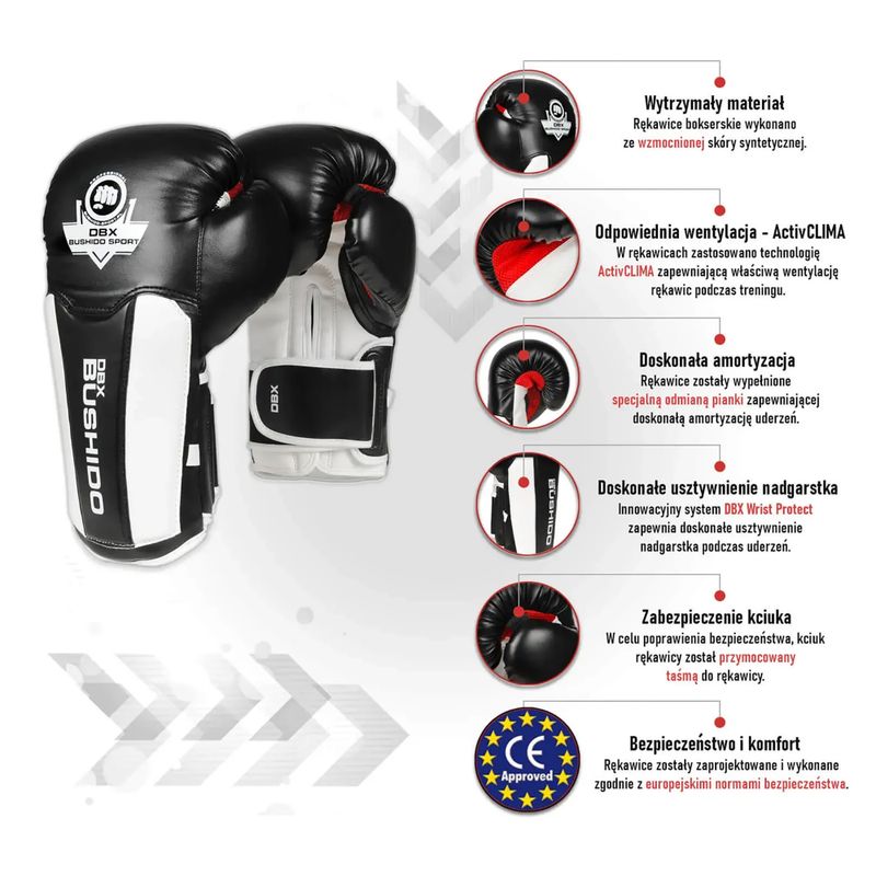 Boxerské rukavice BDX BUSHIDO B-3W černé/bílé 13