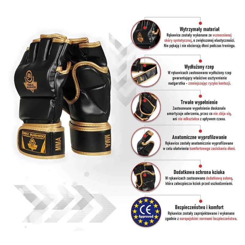 DBX BUSHIDO grapplingové rukavice černé E1V8 9
