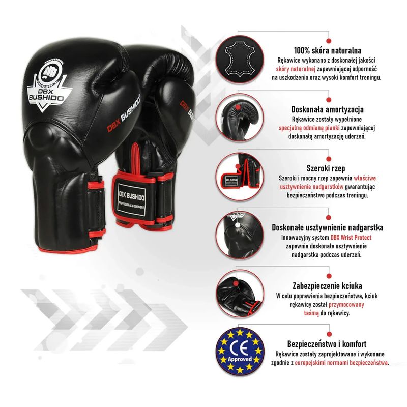 Boxerské rukavice Bushido se systémem ochrany zápěstí černé Bb2-12 oz 16