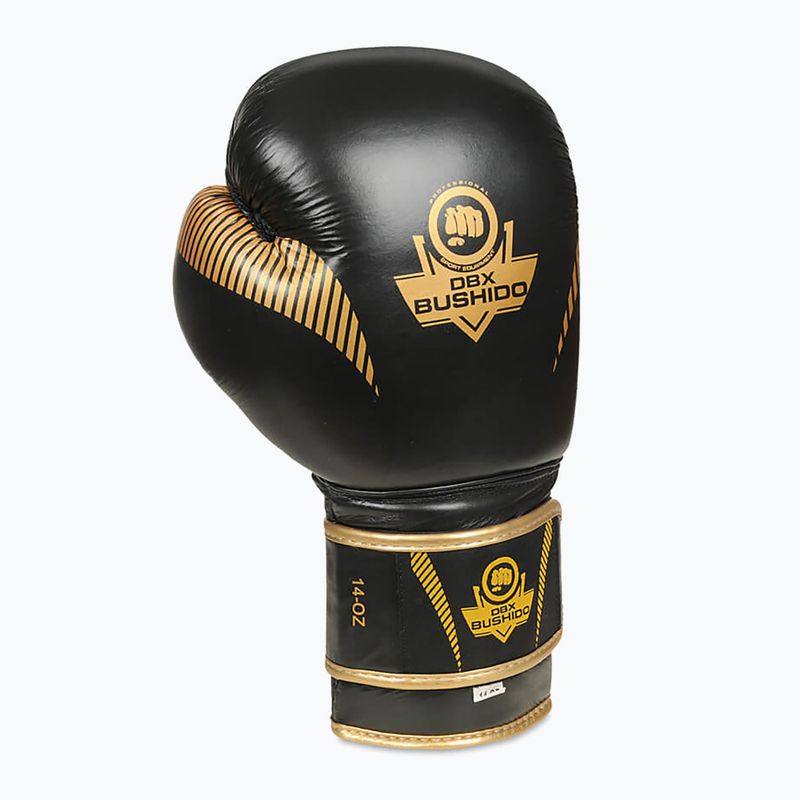 Boxerské rukavice Bushido vyrobené z přírodní kůže černé B-2v13-10oz 6