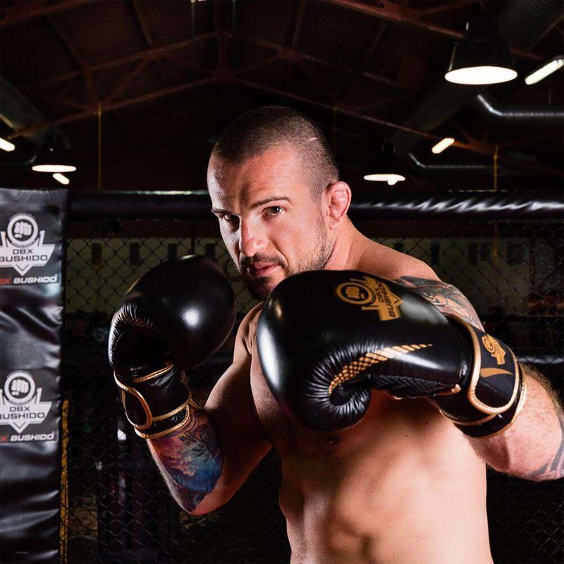 Boxerské rukavice Bushido vyrobené z přírodní kůže černé B-2v13-10oz 20