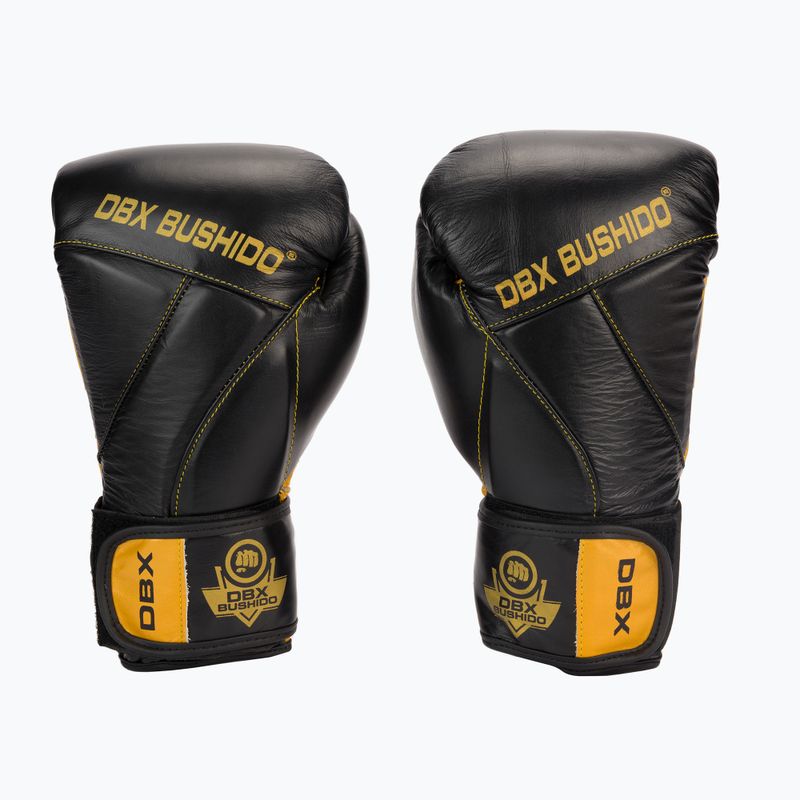 Boxerské rukavice Bushido z přírodní kůže černé B-2v14-10 oz 2