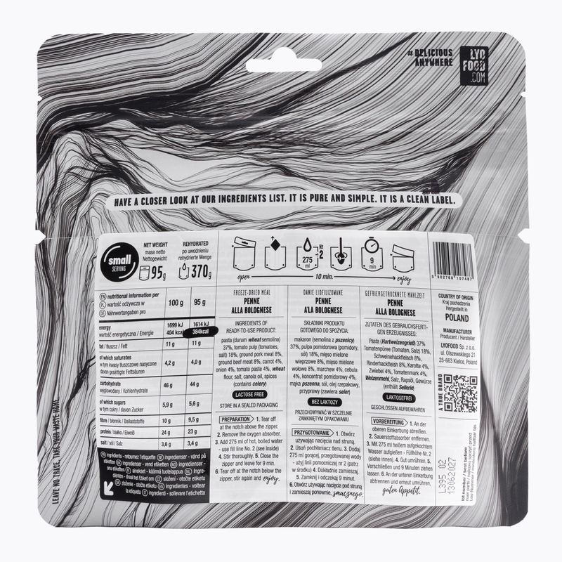 Lyofylizované jídlo LYOFOOD Penne alla bolognese LF-7487 2