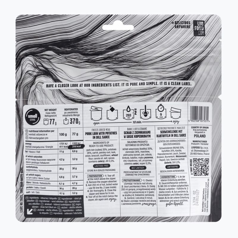 Lyofylizované jídlo LYOFOOD Vepřové s kopr.omáčkou a brambory LF-7531 2
