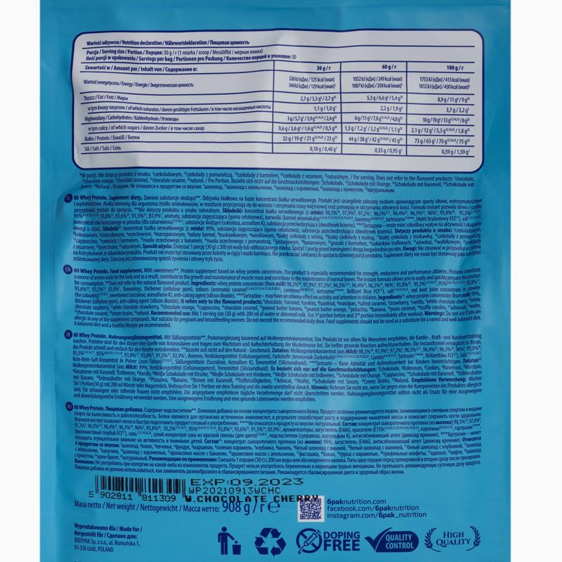 Whey 6PAK 80 Protein 908g bílá čokoláda-višeň PAK/162#BCZWI 2