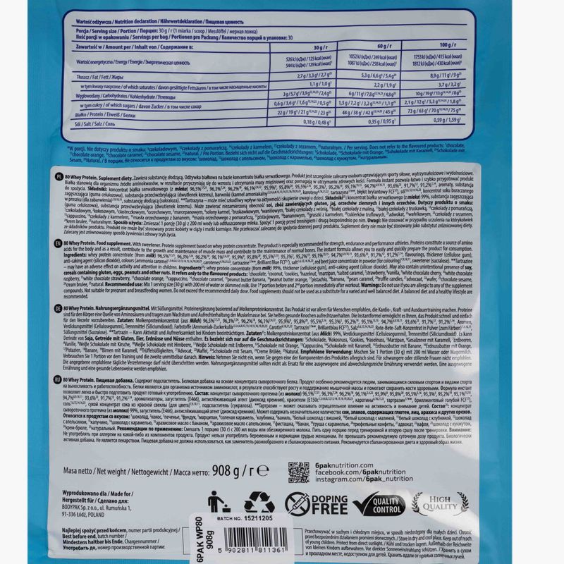 Whey 6PAK 80 Protein 908g banán-arašídové máslo PAK/162#BAMAS 2