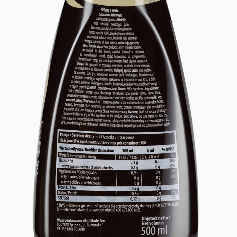 6PAK Sirup ZERO omáčka 500ml čokoládovo-kokosová PAK/219 2