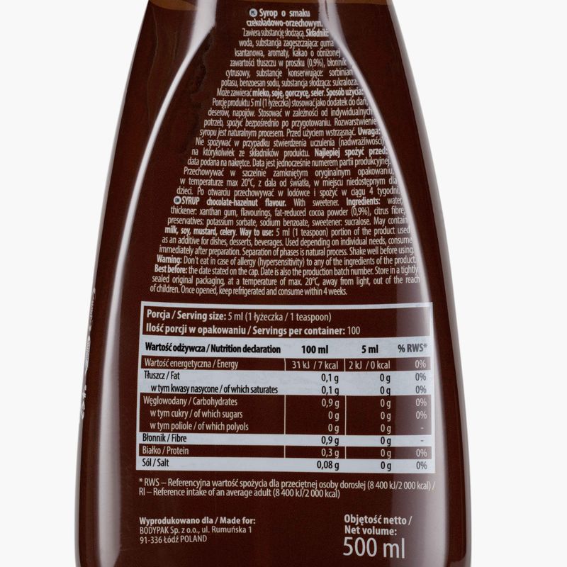 6PAK Sirup ZERO 500ml čokoládovo-oříškový PAK/221 2
