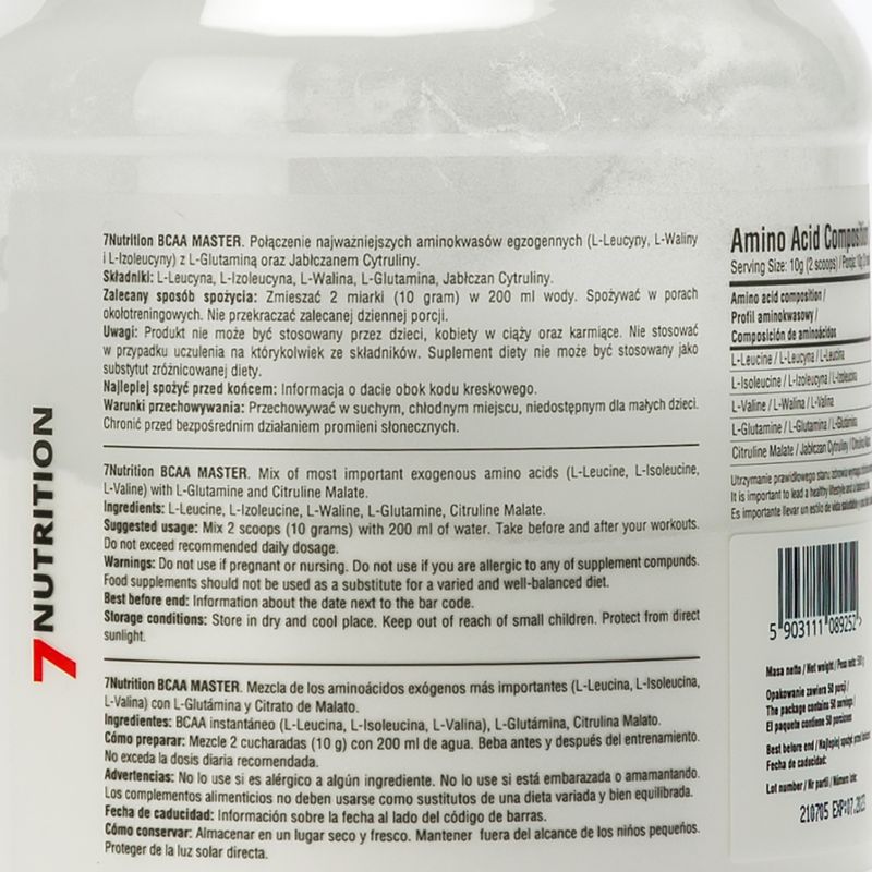 BCAA Master 7Nutrition aminokyseliny 500g 7Nu000333-pure 2