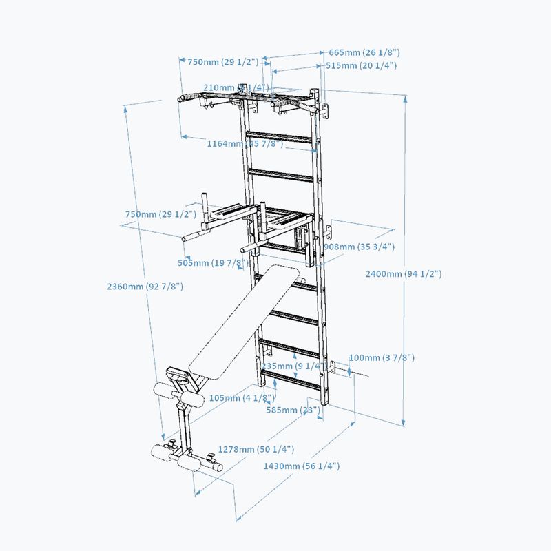 BenchK gymnastický žebřík bílý BK-723W 2