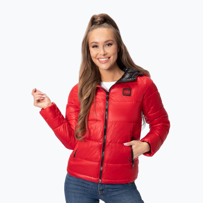 Dámská péřová bunda Pitbull West Coast Shine Quilted Hooded red