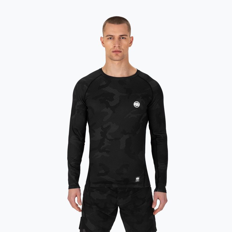Pánský chránič Rashguard s dlouhým rukávem Pitbull West Coast Net Camo 2 Rash black camo