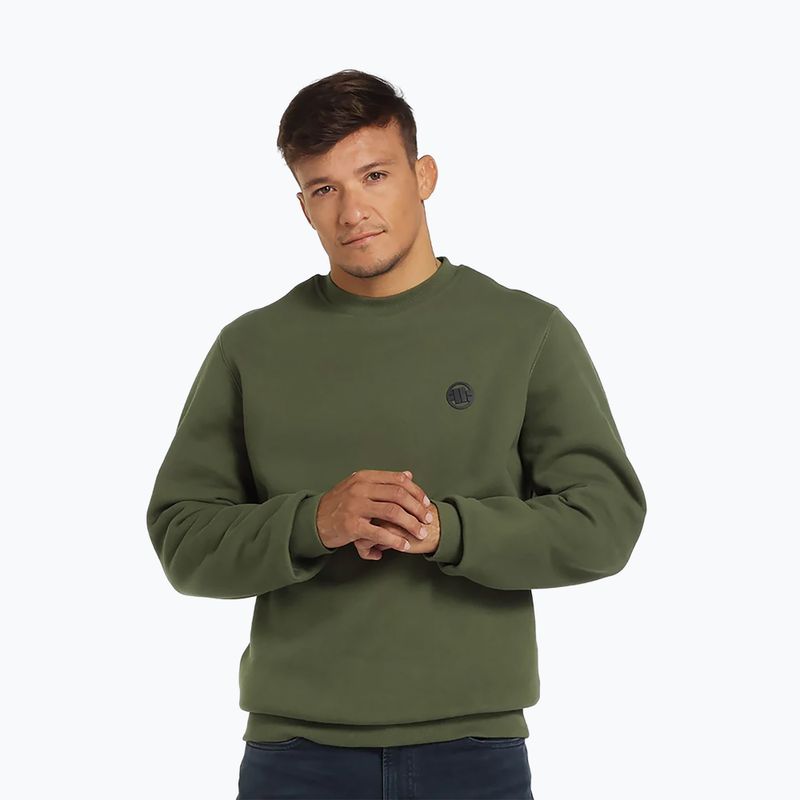 Pánská mikina Pitbull Small Logo Crewneck dark olive