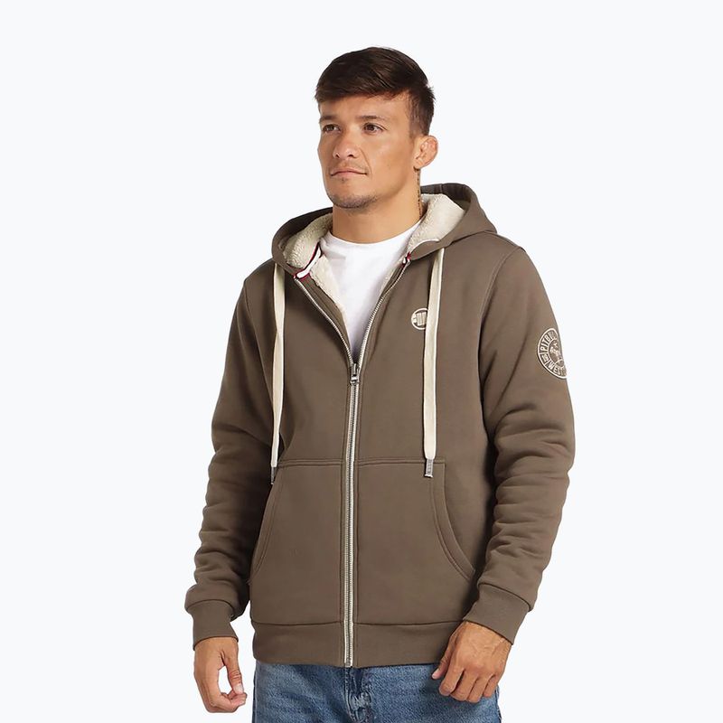 Pánská mikina Pitbull Zip Sherpa 2 Ruffin Hooded brown