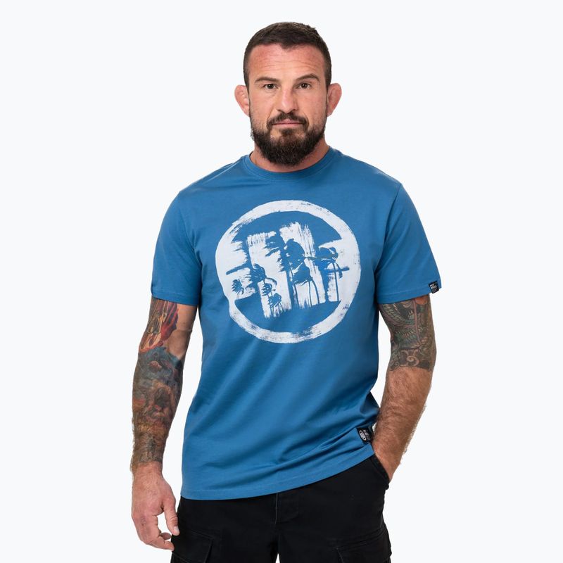 Pánské tričko Pitbull Logo Palms shade blue