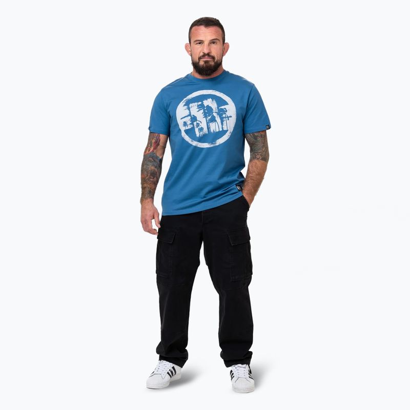 Pánské tričko Pitbull Logo Palms shade blue 2