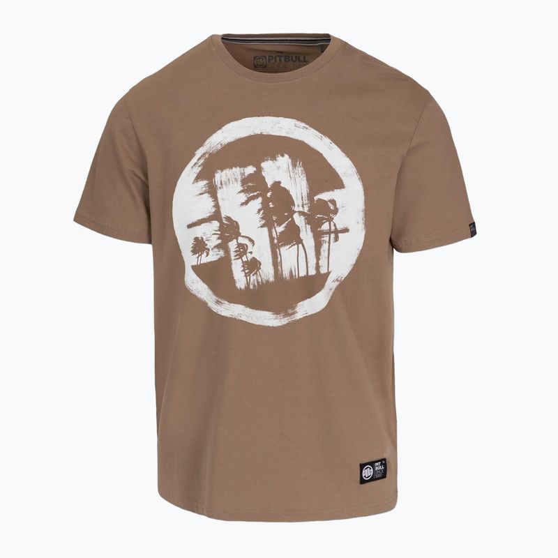 Pánské tričko Pitbull Logo Palms brown savana 4