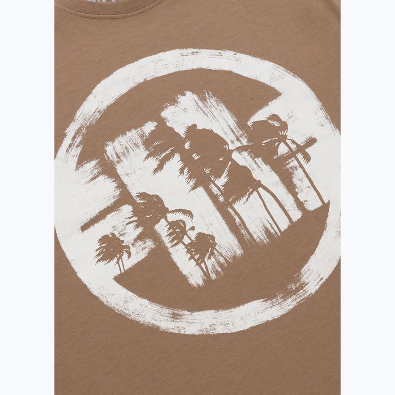 Pánské tričko Pitbull Logo Palms brown savana 7