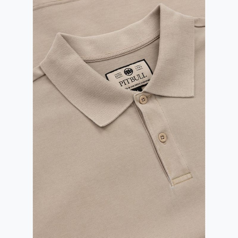 Pánské polotričko Pitbull Washed Polo Shirt pale sand 3
