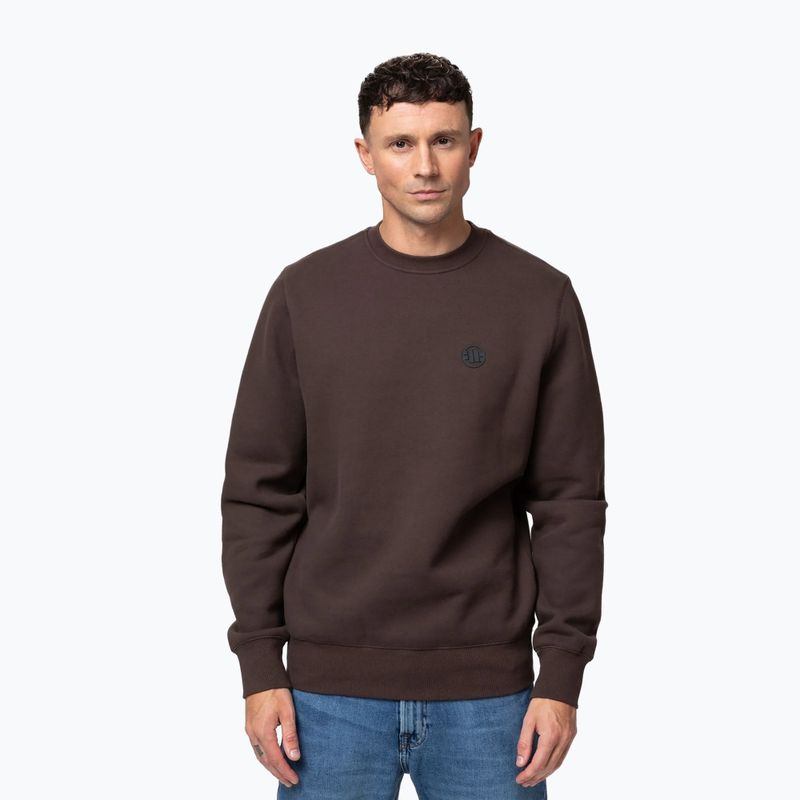 Pánská mikina Pitbull Small Logo Crewneck dark chocolate
