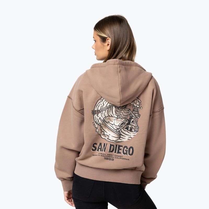 Dámská mikina Pitbull Skull Surf Hooded Zip chocolate mousse 3