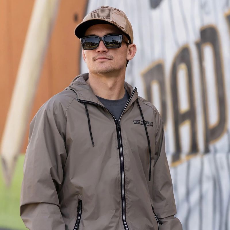 Pánská bunda Pitbull Athletic Logo Nylon Hooded taupe 14