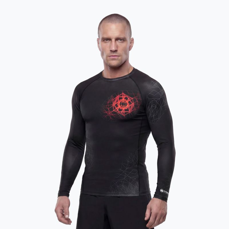 Pánský rashguard s dlouhým rukávem Pitbull Ray Rashguard fluo/red