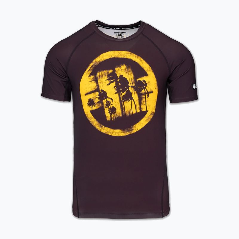 Pánské tričko na lezení Pitbull Rashguard Logo Palms brown 3