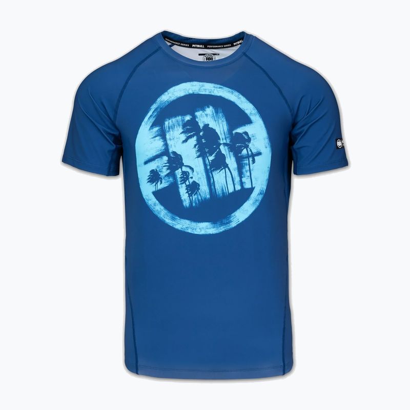 Pánské tričko na lezení Pitbull Rashguard Logo Palms blue 3