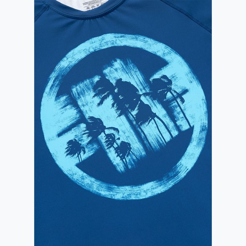 Pánské tričko na lezení Pitbull Rashguard Logo Palms blue 6
