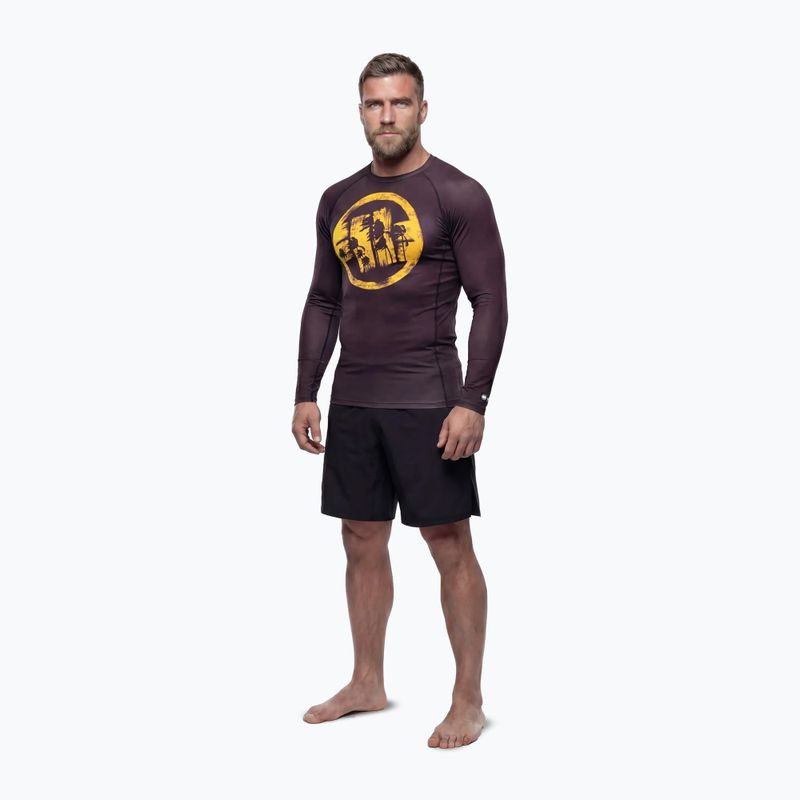 Pánský rashguard s dlouhým rukávem Pitbull Rashguard Logo Palms brown 2