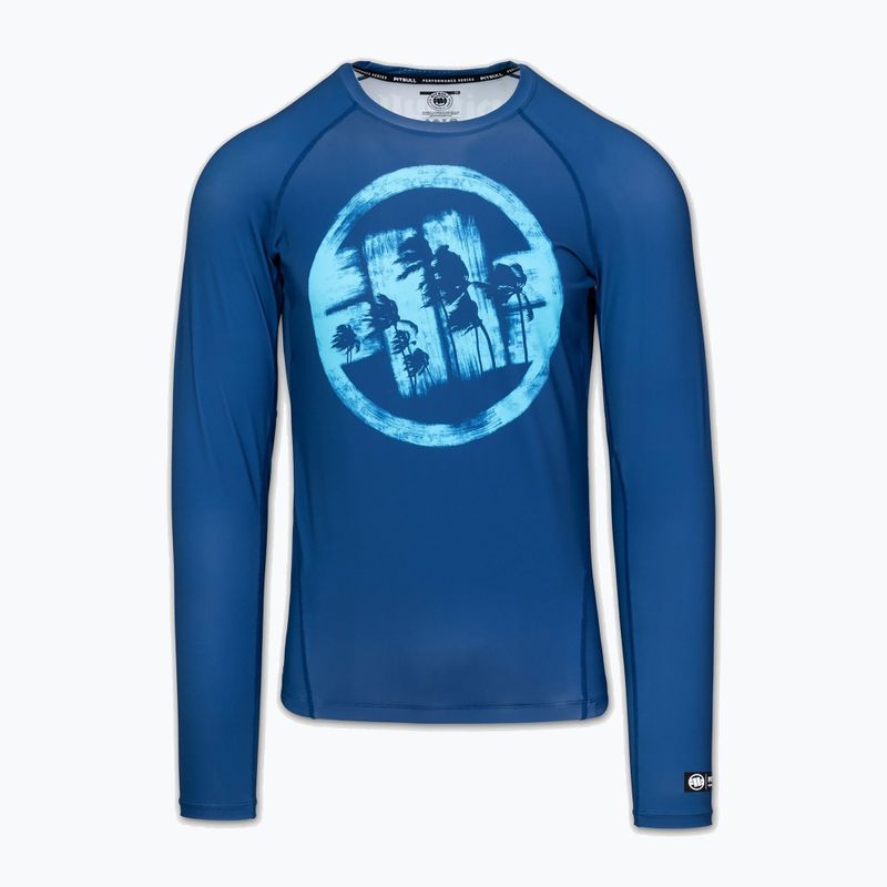 Pánský rashguard s dlouhým rukávem Pitbull Rashguard Logo Palms blue 3