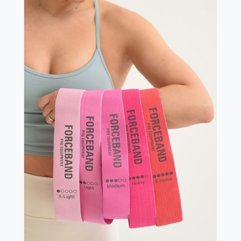 Elastických pásů FORCEBAND Mini Band 5 szt. + E-BOOK pink 5