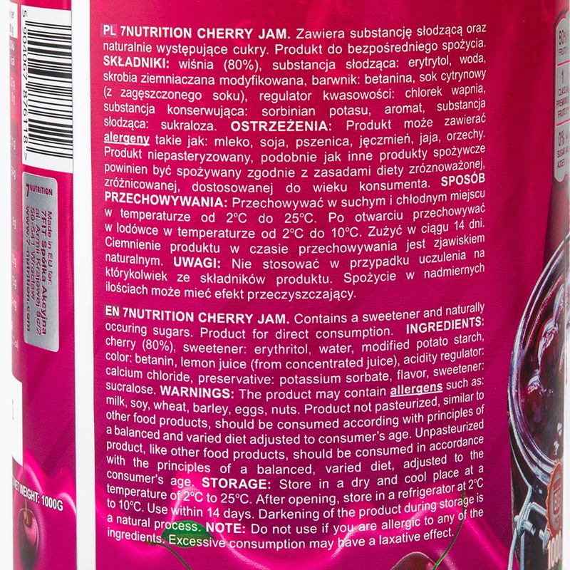 Džem 7Nutrition JAM 1000g třešeň 7Nu000473 2