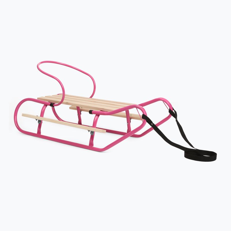 Kovové sáně HUMBAKA with backrest and footrests pink