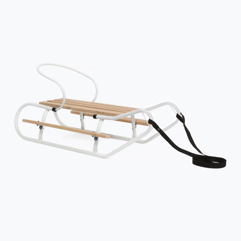 Kovové sáňky HUMBAKA with backrest and footrests white