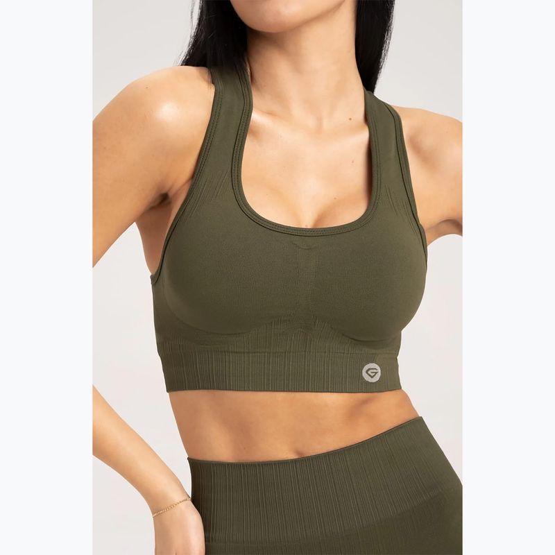 Fitness podprsenka Gym Glamour push up tmavě zelená 401 3