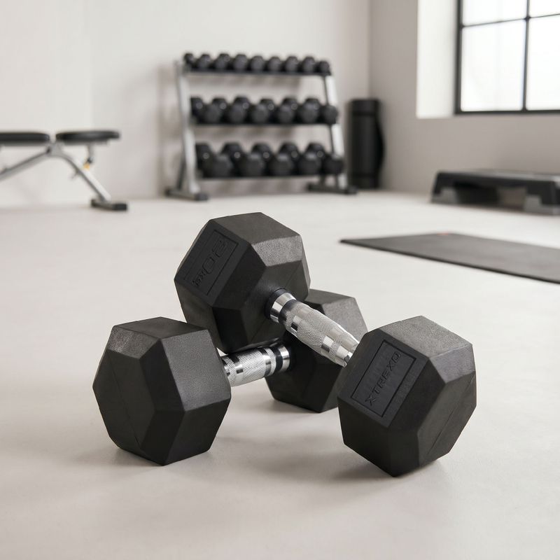 Pogumovaná činkaXTREXO Hex HXD200 20 kg 3