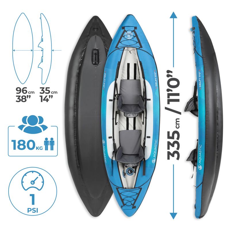 Nafukovací kajak pro 2 osoby AQUASTIC Delft 11'0'' modrý  15