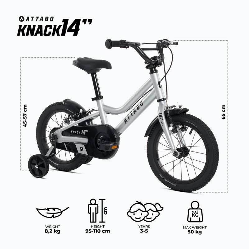 Dětské kolo ATTABO KNACK 14" silver 2
