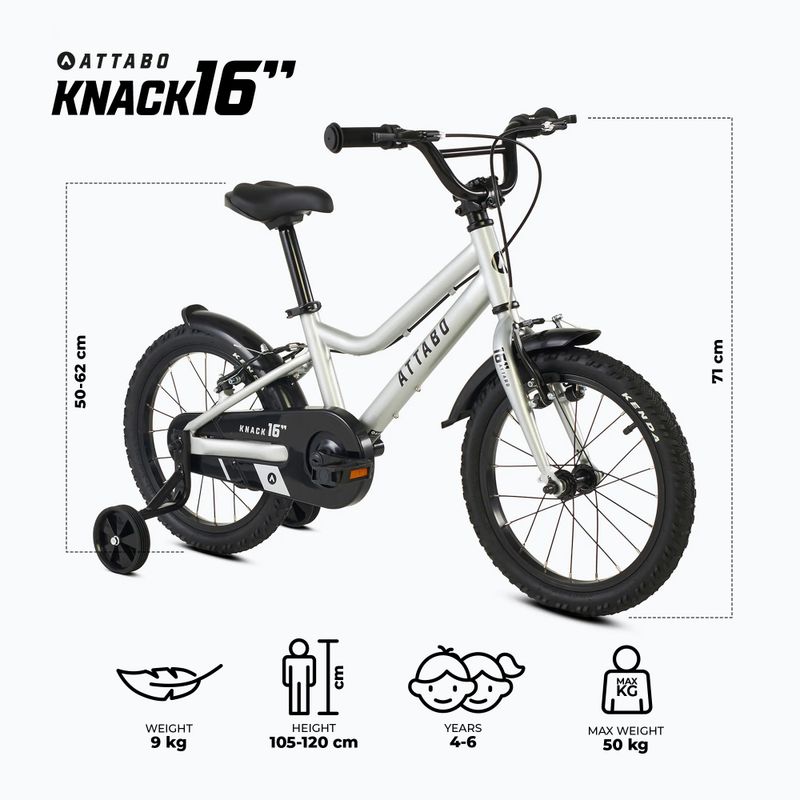 Dětské kolo ATTABO KNACK 16" silver 2
