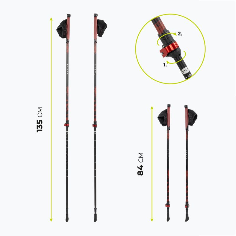 Hůlky na nordic walking KADVA Halna nastavitelné červené 2