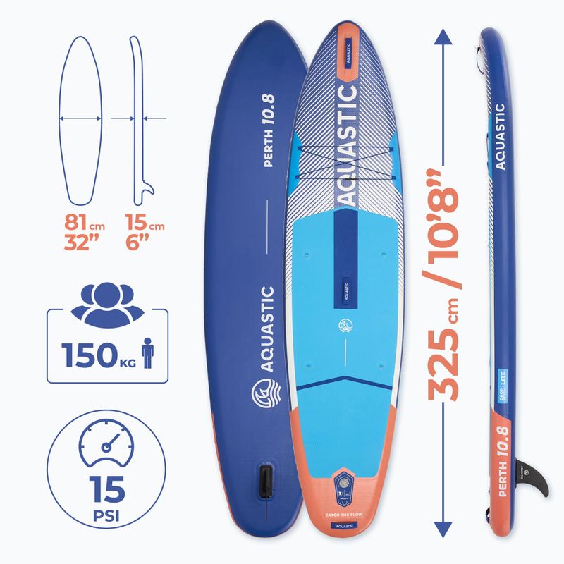 Sada paddleboard SUP nafukovací AQUASTIC Perth 10'8" all-round blue 16