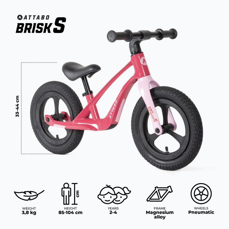Odrážedlo ATTABO Brisk S magne/pink 12