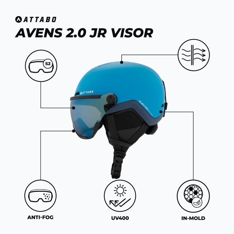 Dětská lyžařská helma ATTABO Avens 2.0 Jr Visor blue 2