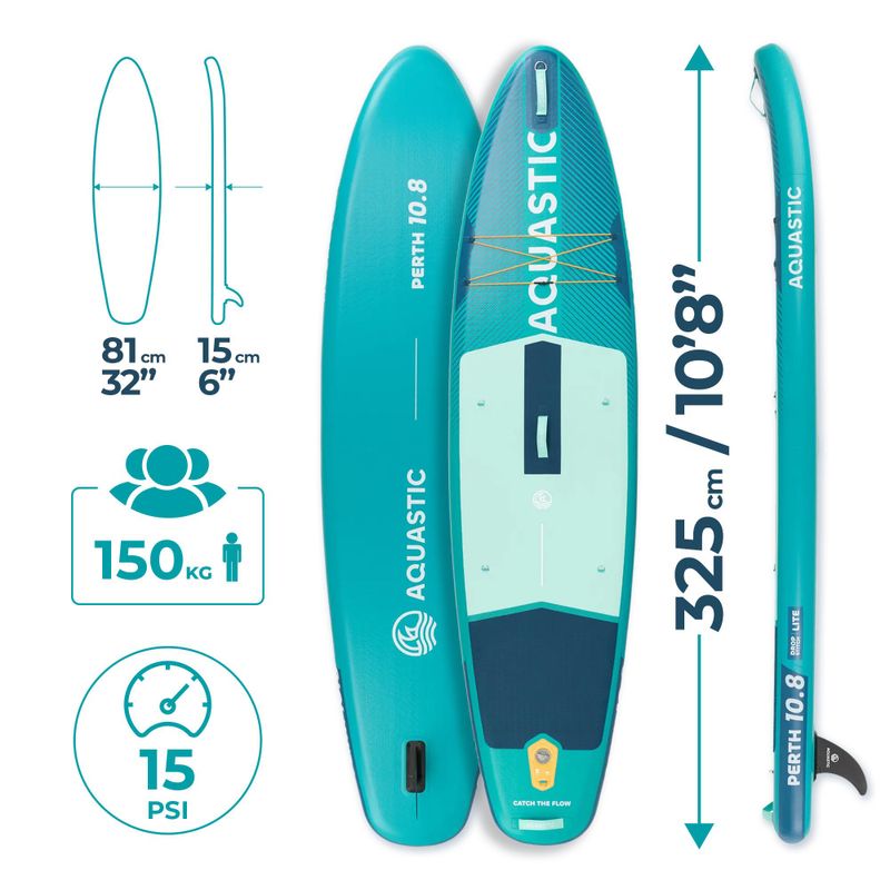 Sada paddleboard SUP nafukovací AQUASTIC Perth 10'8" allround green 18