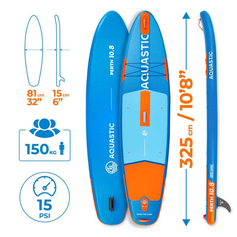 Sada paddleboard SUP nafukovací AQUASTIC Perth 10'8" all-round blue 24